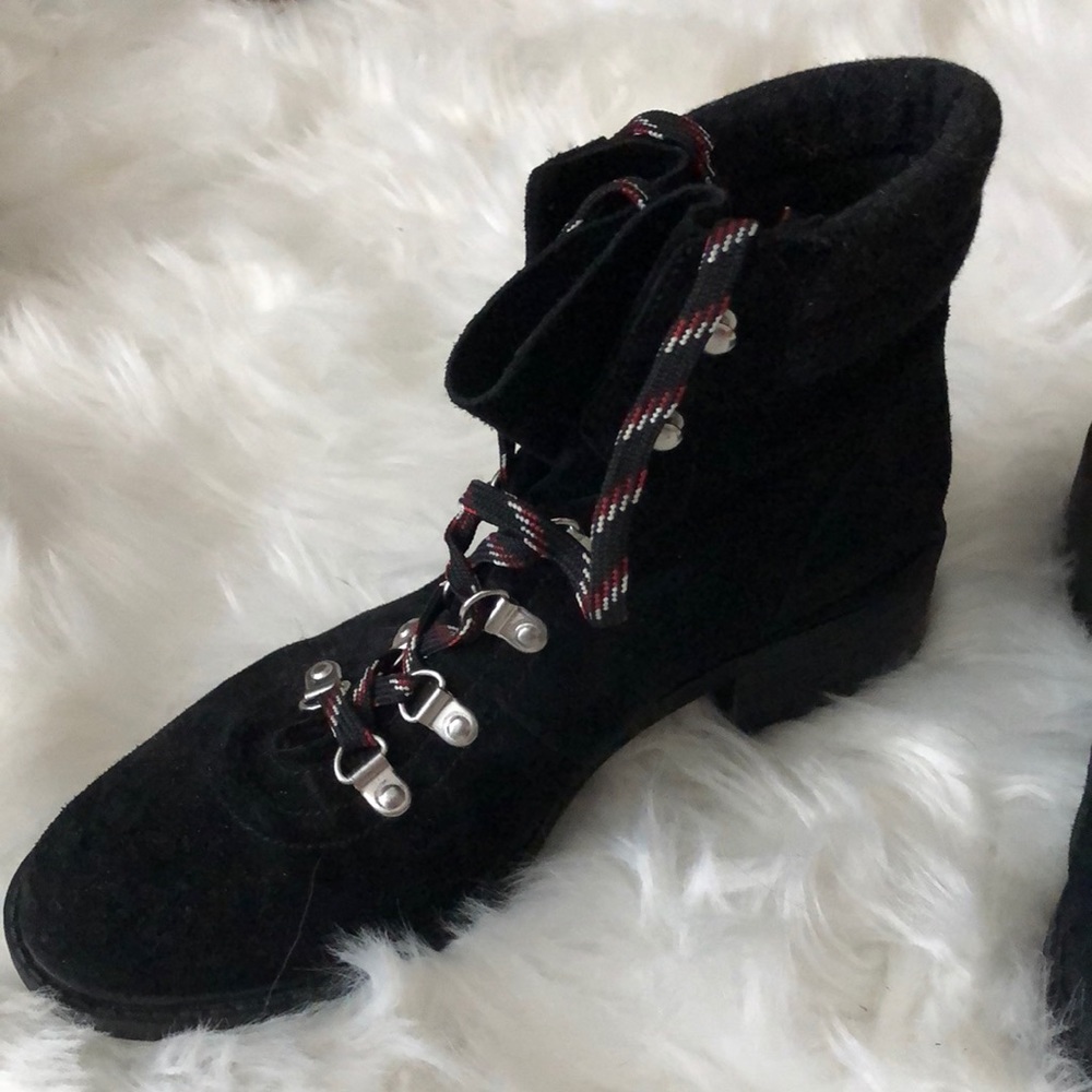 Sam Edelman Darrah Black Suede Lace Up Boots Sz 8